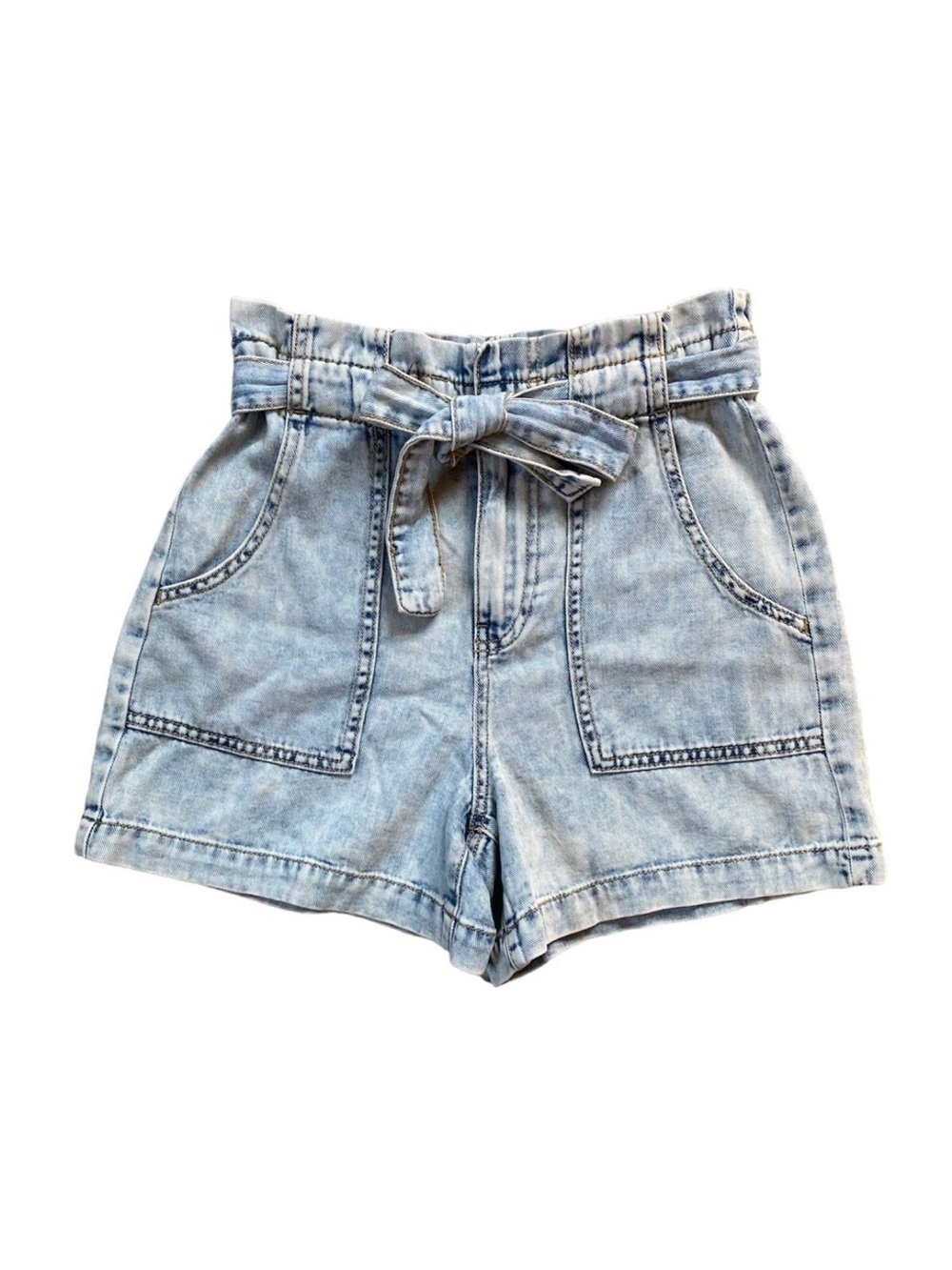 Banana Republic Light Blue Paperbag Denim Shorts with Tie Waist